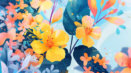 flowers in the water wallpaper generative AI 