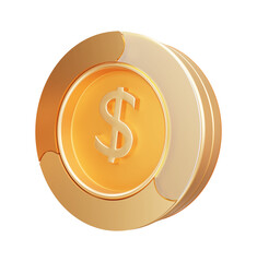 Dollar gold coin 3d rendering illustration