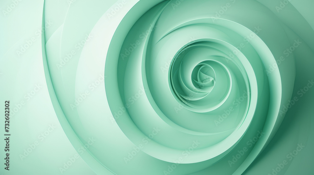 Wall mural Mesmerising mint green spiral design radiating with bold, seamless curves.