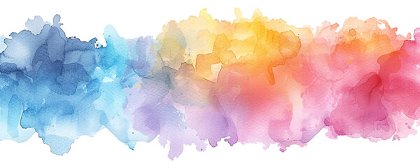 Abstract watercolor painting with a gradient of cool, isolated on a white background