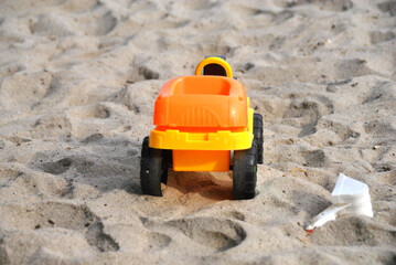 toy truck on the sand