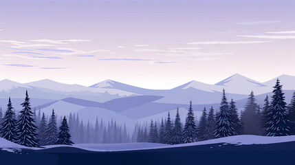 Fototapeta na wymiar Winter landscape with mountains and coniferous forest. Vector illustration