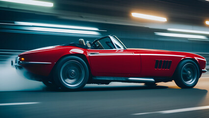 Classic Speed: A Vintage Sports Car’s Rapid Journey Through a Tunnel