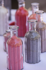 sable dans bouteille en verre