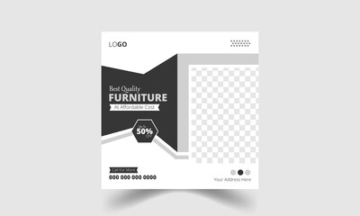 Editable and  Modern furniture sale social media post banner template, Square Sale banner and sale promotion post layout.

