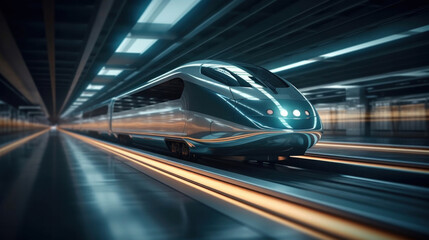 A magnetic levitation train, High-speed rail. - obrazy, fototapety, plakaty