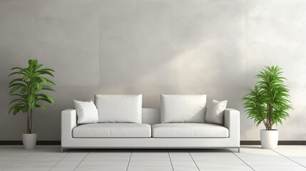 Minimalistic living room interior mockup with contemporary design for apartment background decor