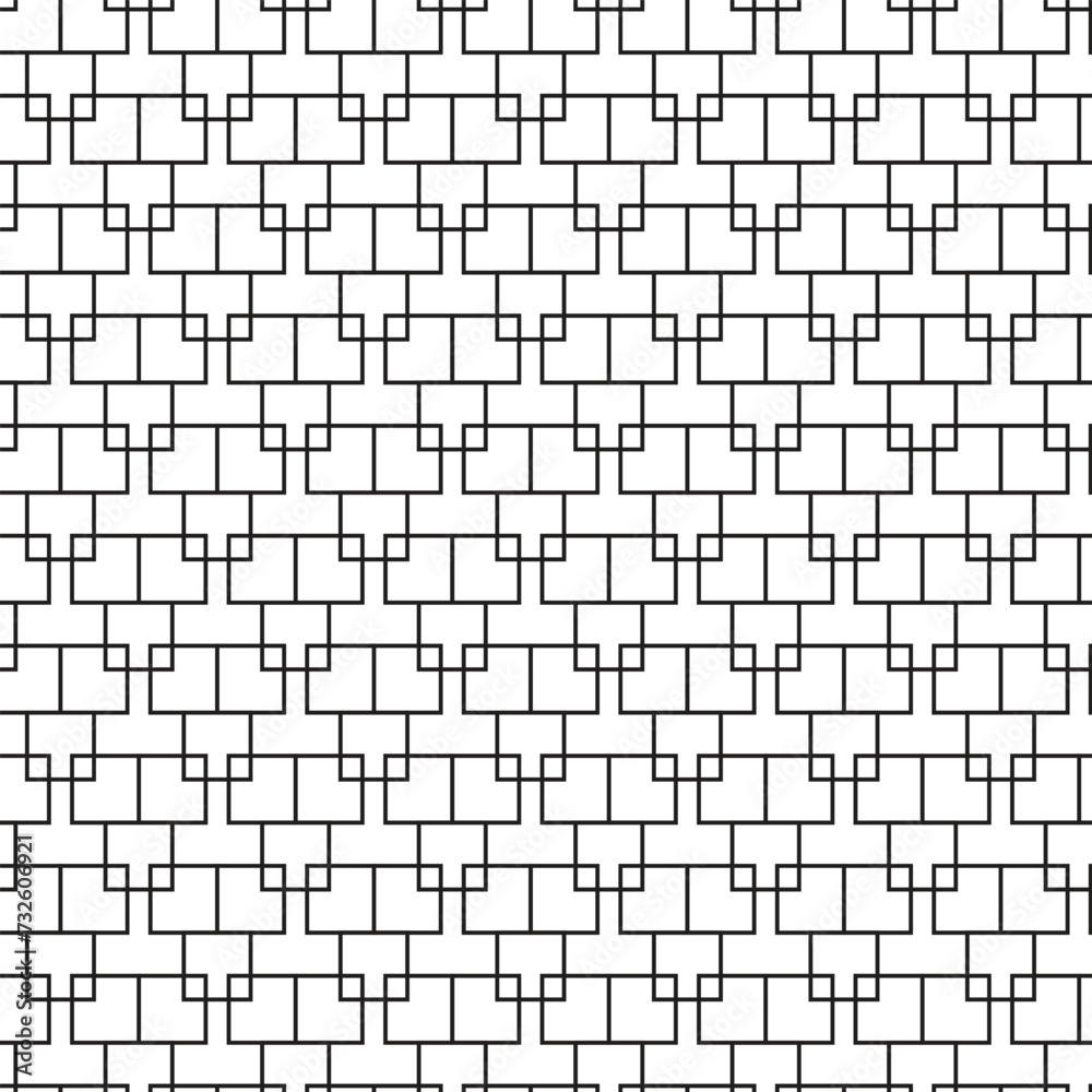 Poster abstract seamless repeatable black rectangle line pattern art.