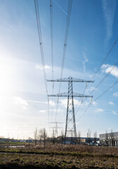 electricity station energy system factory generator storage blue sky sun