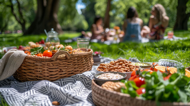 Summertime Picnic Feast in a Shady Park
