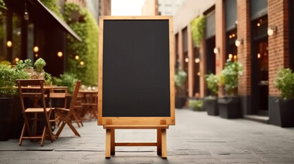 Blank restaurant shop sign or menu board with blank front realistic on a mockup template, Blank shop frame signage.