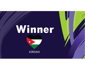 Jordanie Winner Flag Heart Asian Nations 2023 Emblem Teams Countries Asian Football Symbol Logo Design Vector Illustration