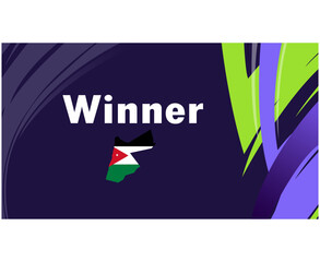 Jordanie Winner Map Flag Asian Nations 2023 Emblem Teams Countries Asian Football Symbol Logo Design Vector Illustration