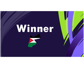 Jordanie Winner Map Flag Asian Nations 2023 Emblem Teams Countries Asian Football Symbol Logo Design Vector Illustration