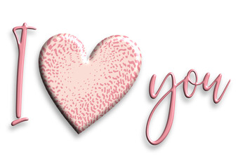 3D I love you heart with sparkles in pink