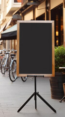 Blank restaurant shop sign or menu board with blank front realistic on a mockup template, Blank shop frame signage.