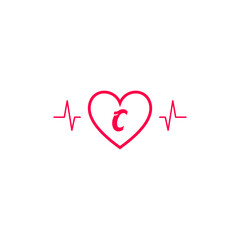 Letter C initial logo in a heart icon with a pulse wave