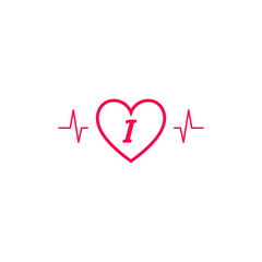 Letter I initial logo in a heart icon with a pulse wave