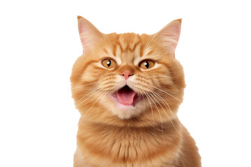 Happy orange cat isolated on transparent background PNG