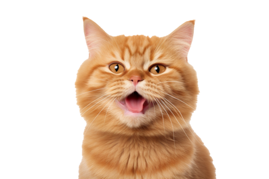 Happy orange cat isolated on transparent background PNG