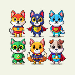 Fototapeta premium set of funny puppy cartoon animals