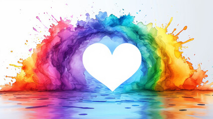 Illustration of rainbow color painting with a heart