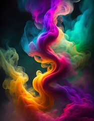 Colorful smoke, dark background.