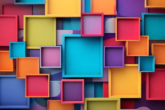 Fototapeta Abstract colorful square wallpaper background.