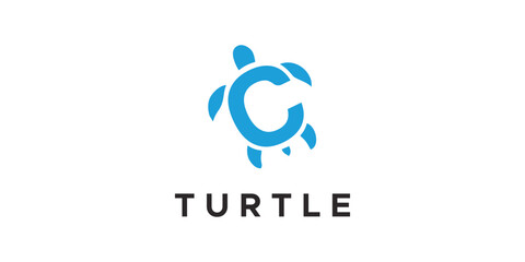 a graphic image with a turtle theme C, on a white background. graphic vector base.