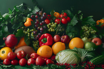 a pile of fruit and vegetables in