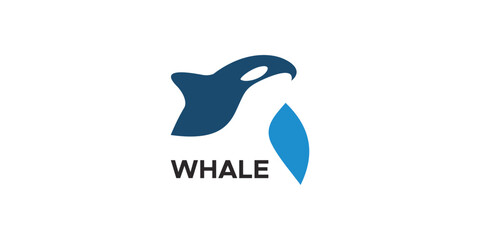 a whale-themed graphic image waving, on a white background. graphic vector base. © klinthingg