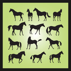 Horse silhouette set