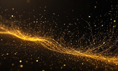 Vivid Velocity: Golden Abstract Particle Lines in a Motion Masterpiece