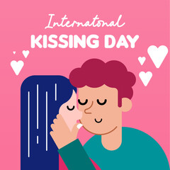 International Kissing Day Illustration Background. Kissing Day Banner Background