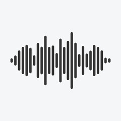 Sound wave icon for voice recognition in virtual assistant, speech sign. Abstract audio wave, music, voice command control, outline acoustic waveform. Vector element for voice mobile app interface