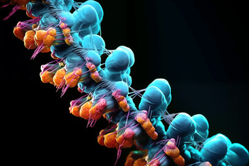 Electron microscopy of dna gene, electron microscopy,500x zoom,