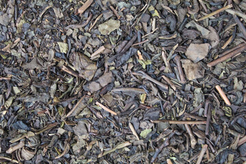 Dried black tea before brew, as background