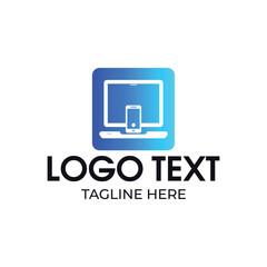 laptop mobile logo design vector