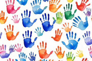 colorful hand print  on transparent background