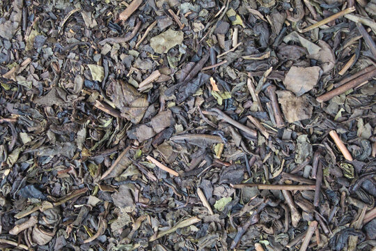 Dried black tea before brew, as background