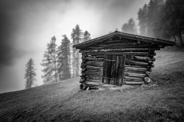 Wooden hayloft in the Stubai Alps