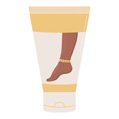 Foot cream illustration. Flat vector illustration in cartoon style. Beauty and fashion, personal care, beauty salons, online stores.