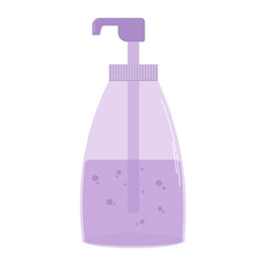Illustration of a bottle for hand wash gel. Flat vector illustration in cartoon style. Beauty and fashion, personal care, beauty salons, online stores.