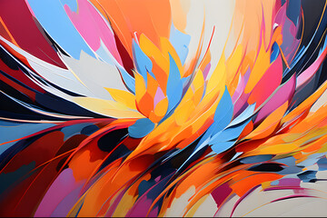 Bold Brushstrokes and Vibrant Hues Express a Whirlwind of Emotions in Abstract Form