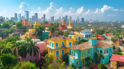Foto op Plexiglas A cityscape of Santo Domingo under the sunlight and a blue sky in the Dominican Republic © Jawad
