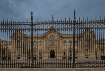 Obraz premium Government Palace, also known as the House of Pizarro, the official residence of the president of Peru, Lima