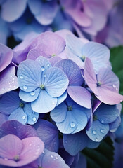 Obraz na płótnie Canvas Fresh blue hydrangea flowers, close-up.
