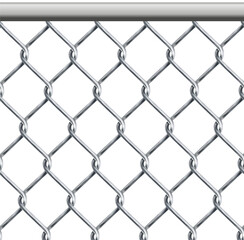 chain link fence wire mesh steel metal isolated on transparent background. Art design gate made. Prison barrier, secured property. - obrazy, fototapety, plakaty