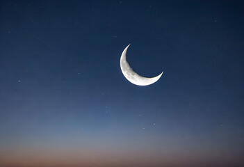 Naklejka na ściany i meble crescent moon with sky full of stars in minimal style