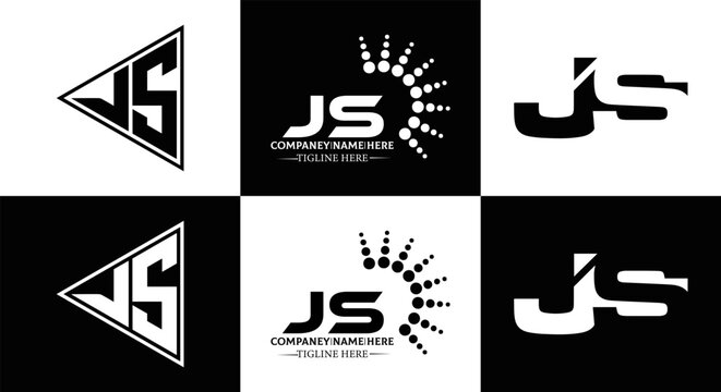 JS logo. JS set , J S design. White JS letter. JS, J S letter logo design. Initial letter JS letter logo set, linked circle uppercase monogram logo. J S letter logo vector design.	

